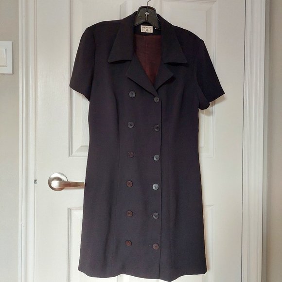 Ann Taylor LOFT Double Breasted Short Sleeve Lined Black Blazer Dess, Size 10 - Picture 1 of 5
